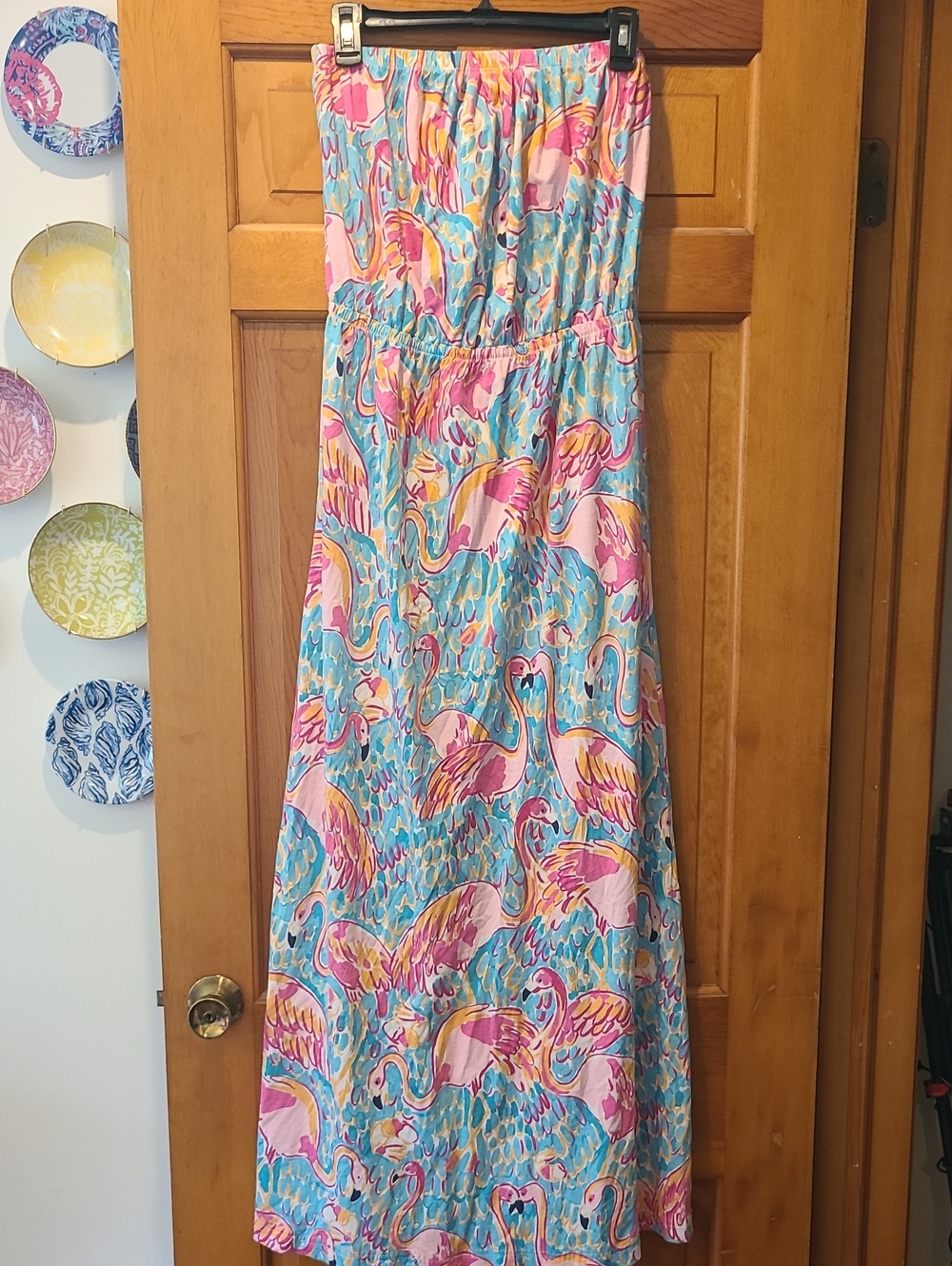 Lilly Pulitzer Peel & Eat Flamingo Strapless Maxi Dress See Notes